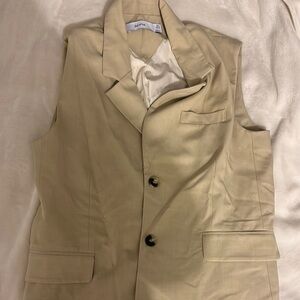 Bershka Tan Sleeveless Jacket